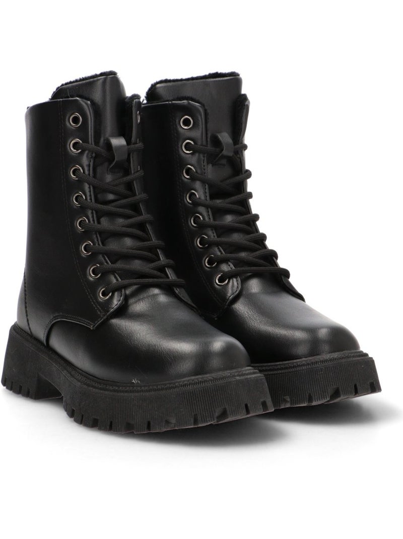 Botin Militar Mujer Suela Plana - Etika Negro - Kiabi