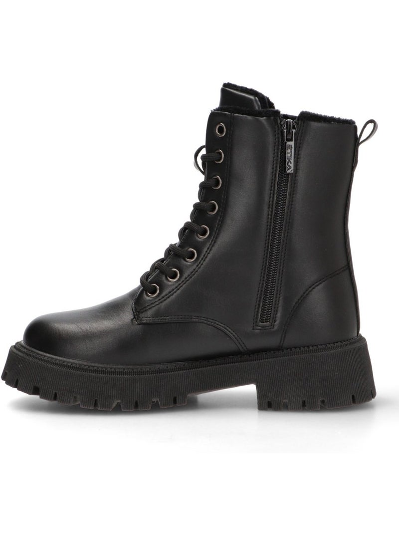 Botin Militar Mujer Suela Plana - Etika Negro - Kiabi
