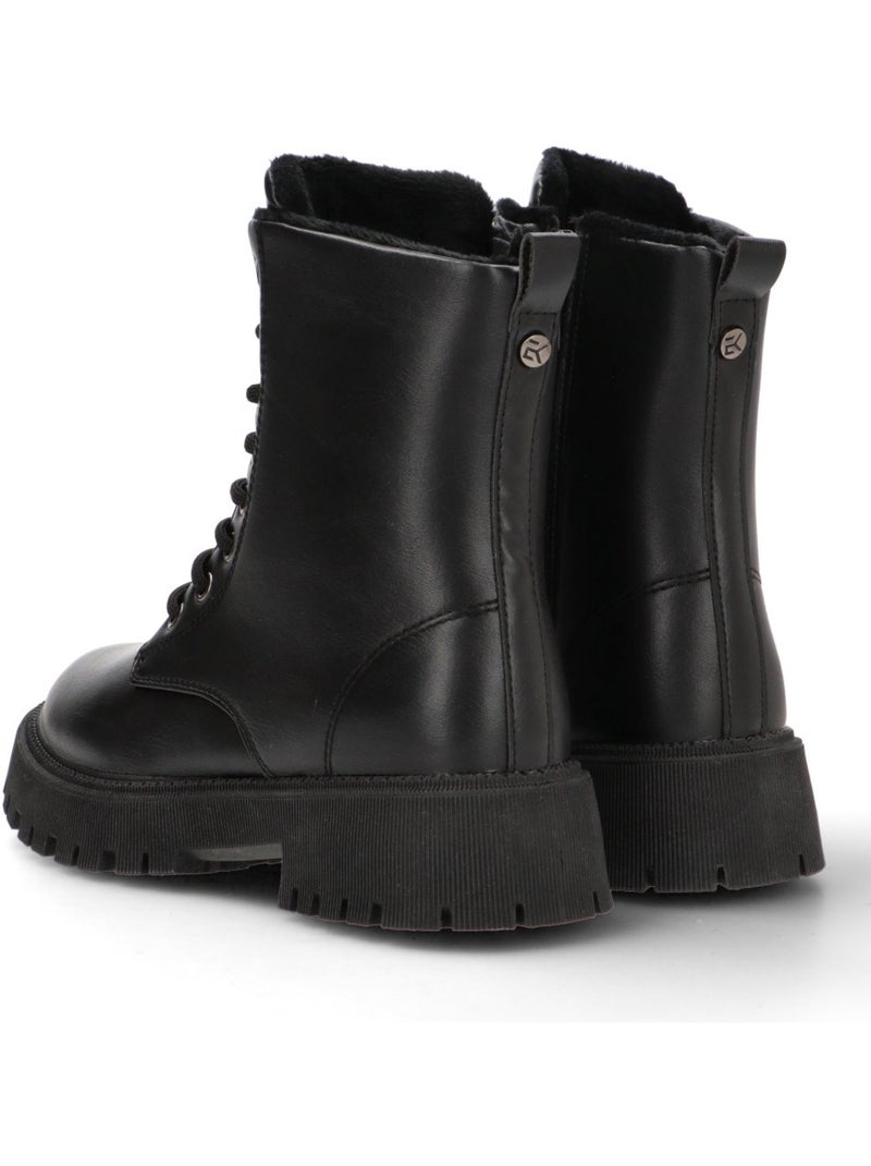 Botin Militar Mujer Suela Plana - Etika Negro - Kiabi