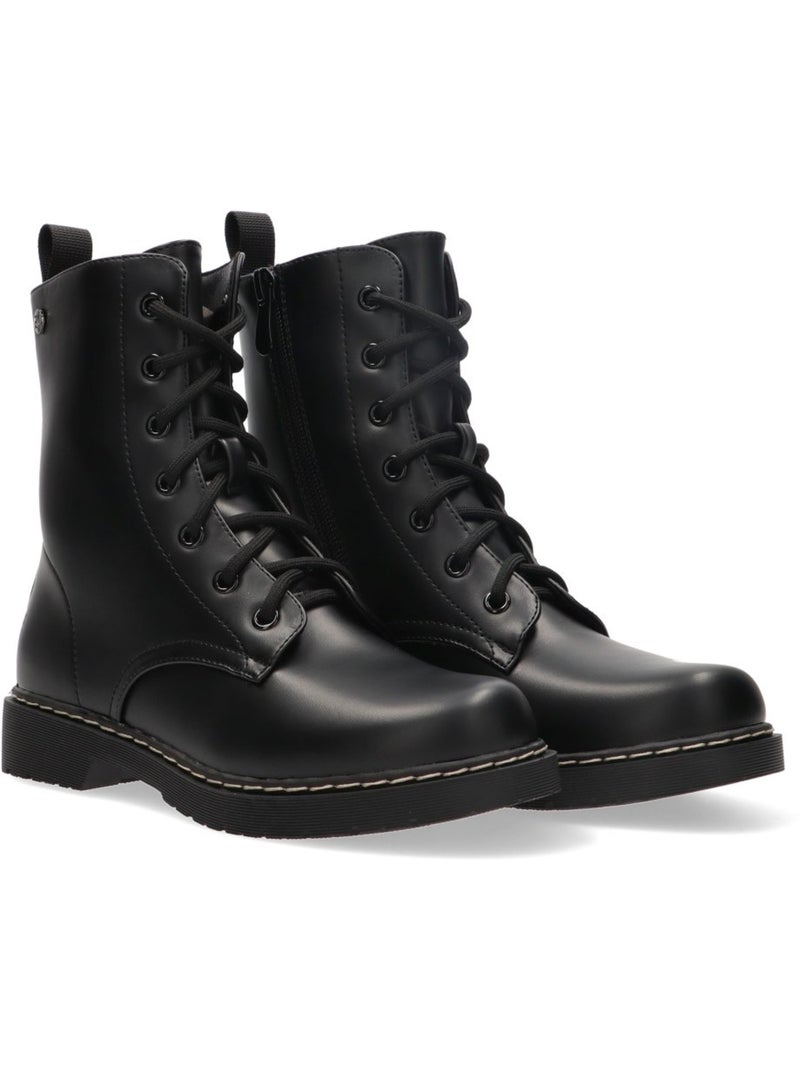 Botin Militar Mujer Suela Plana - Etika Negro - Kiabi