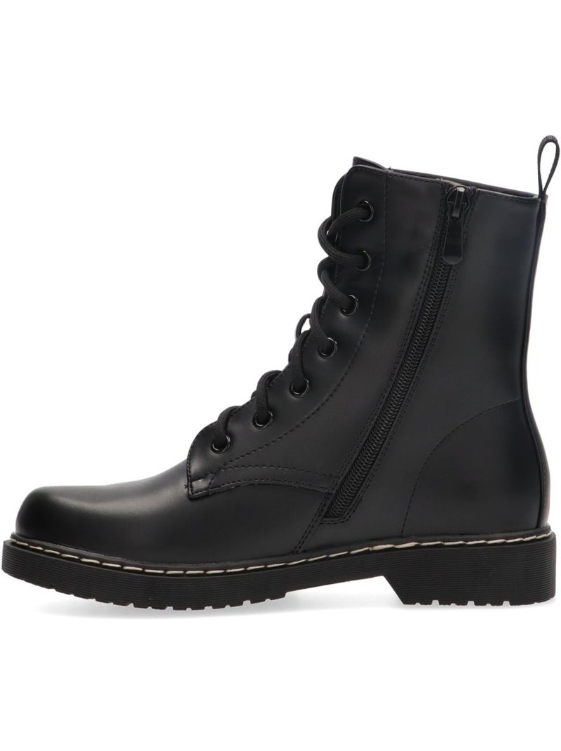 Botin Militar Mujer Suela Plana - Etika Negro - Kiabi