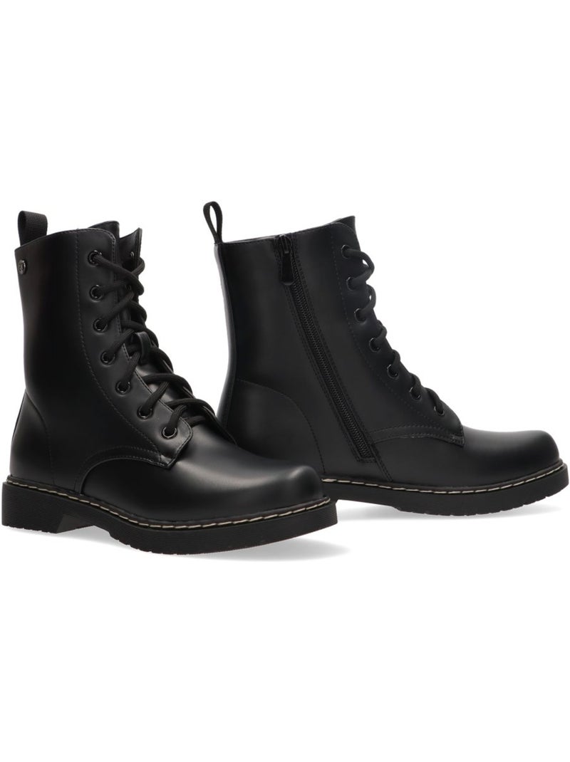 Botin Militar Mujer Suela Plana - Etika Negro - Kiabi