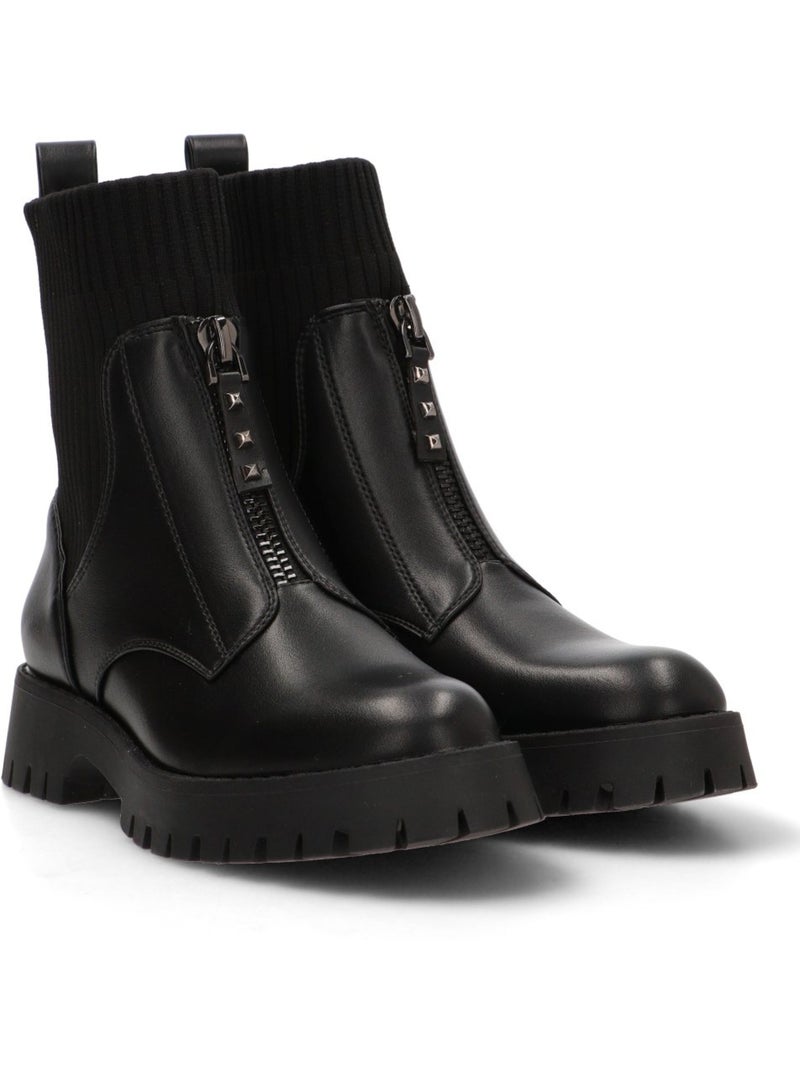 Botin Militar Mujer Suela Plana - Etika Negro - Kiabi