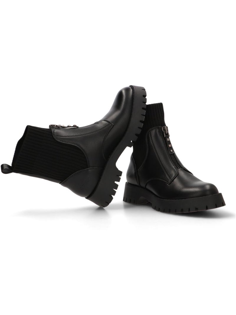 Botin Militar Mujer Suela Plana - Etika Negro - Kiabi