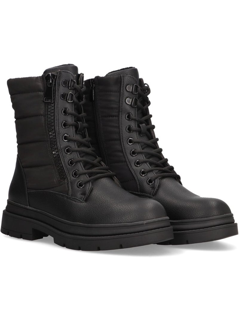 Botin Militar Mujer Suela Plana - Luna Collection Negro - Kiabi