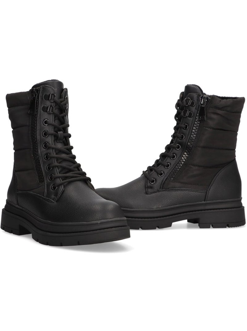 Botin Militar Mujer Suela Plana - Luna Collection Negro - Kiabi