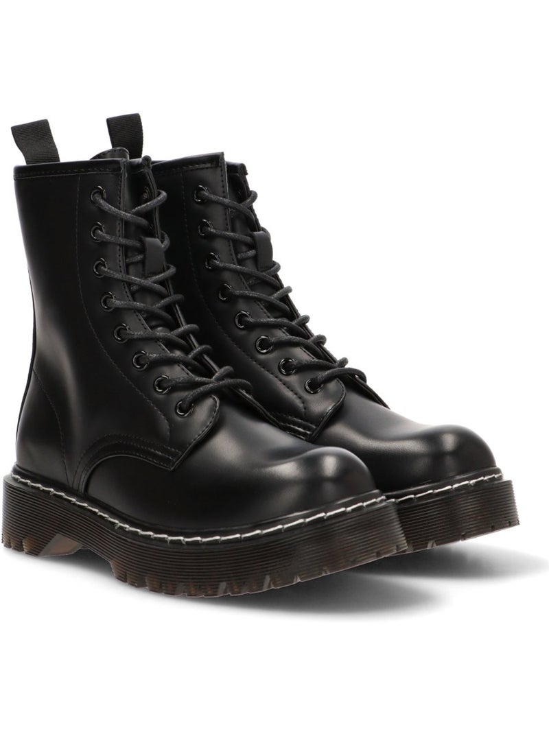 Botin Militar Mujer Suela Plana - Luna Collection Negro - Kiabi
