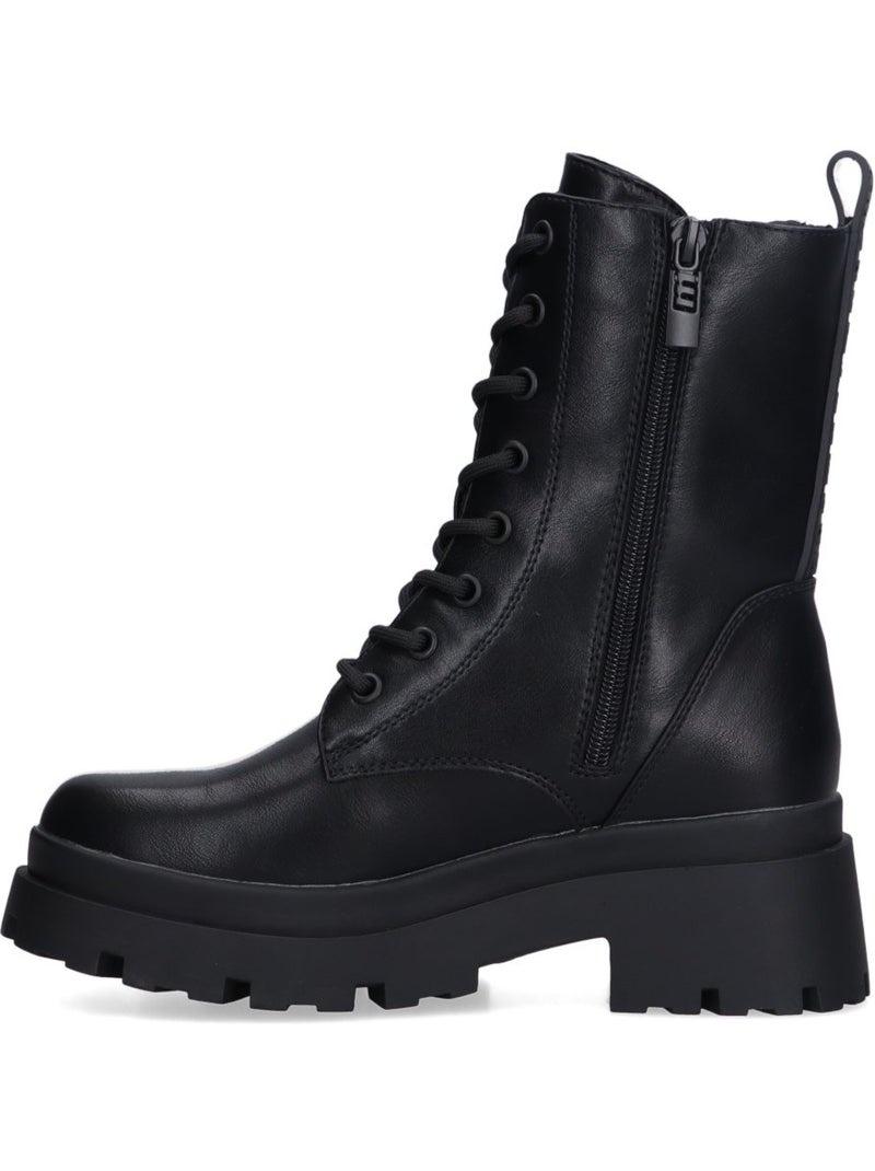 Botin Militar Mujer Suela Plana - Mustang Negro - Kiabi