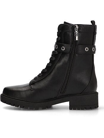 Botin Militar Mujer Suela Plana - Mustang