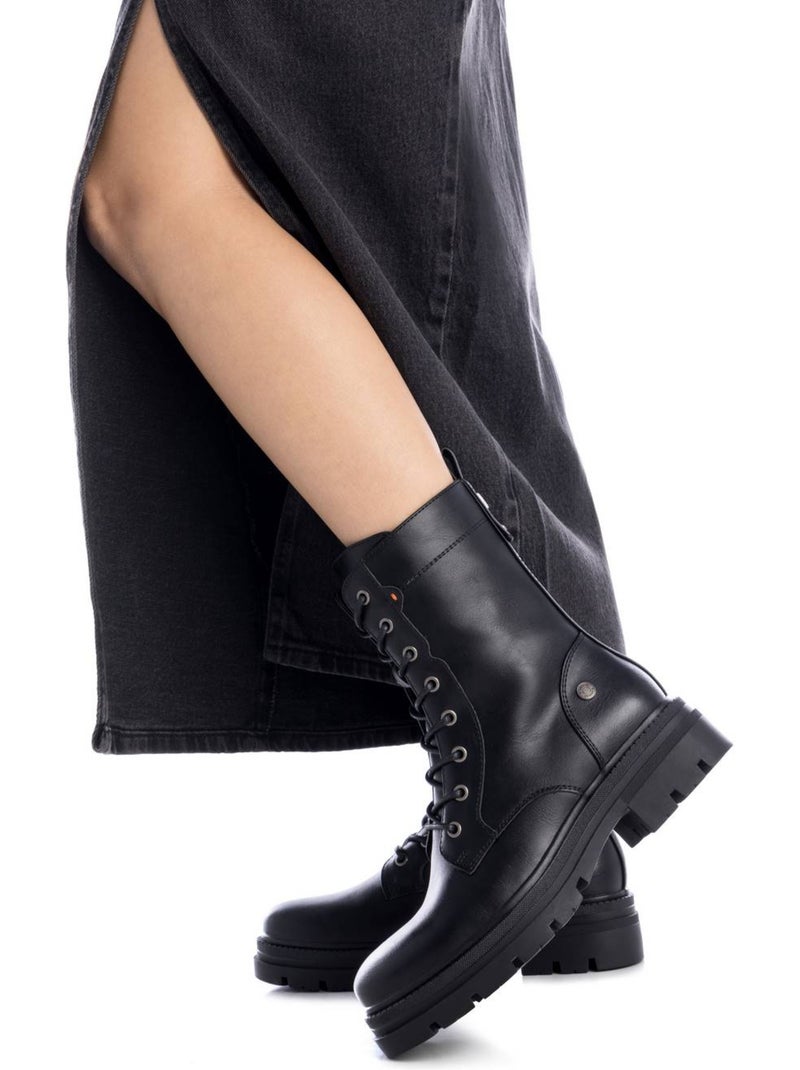 Botin militar mujer suela plana - refresh Negro - Kiabi