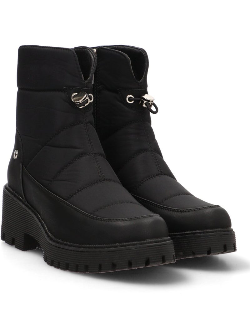 Botin Militar Mujer Tacón Medio - Etika Negro - Kiabi