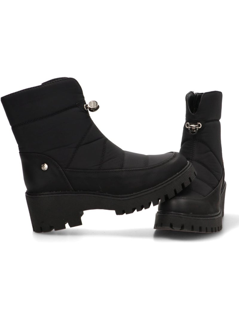 Botin Militar Mujer Tacón Medio - Etika Negro - Kiabi
