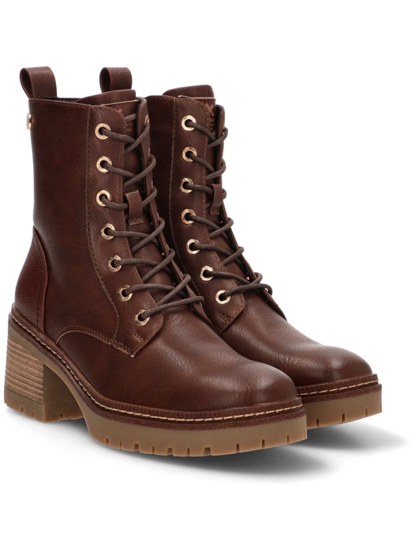 Botin Militar Mujer Tacón Medio - Modelo 144454 Marrón - Kiabi