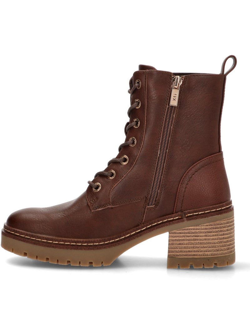 Botin Militar Mujer Tacón Medio - Modelo 144454 Marrón - Kiabi