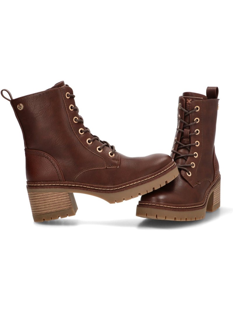 Botin Militar Mujer Tacón Medio - Modelo 144454 Marrón - Kiabi