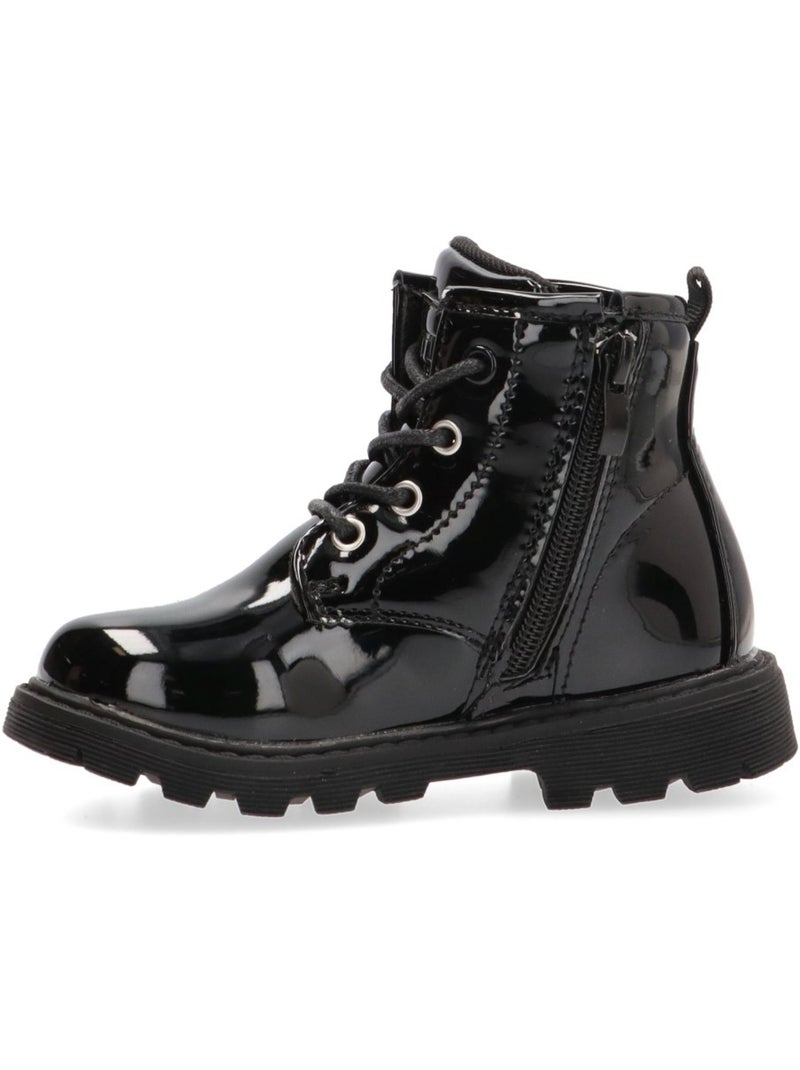 Botin Militar Niña Cuña Media - Etika Negro - Kiabi