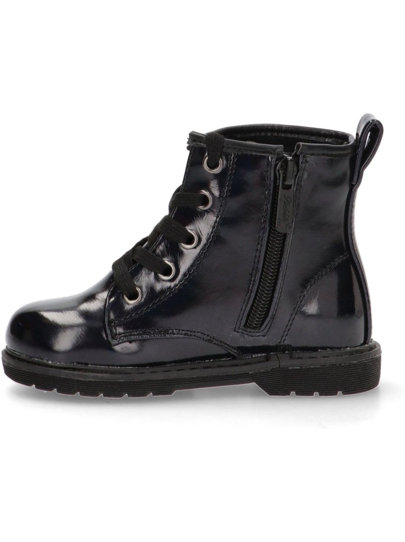 Botin Militar Niña Suela Plana - Bubble Bobble Negro - Kiabi