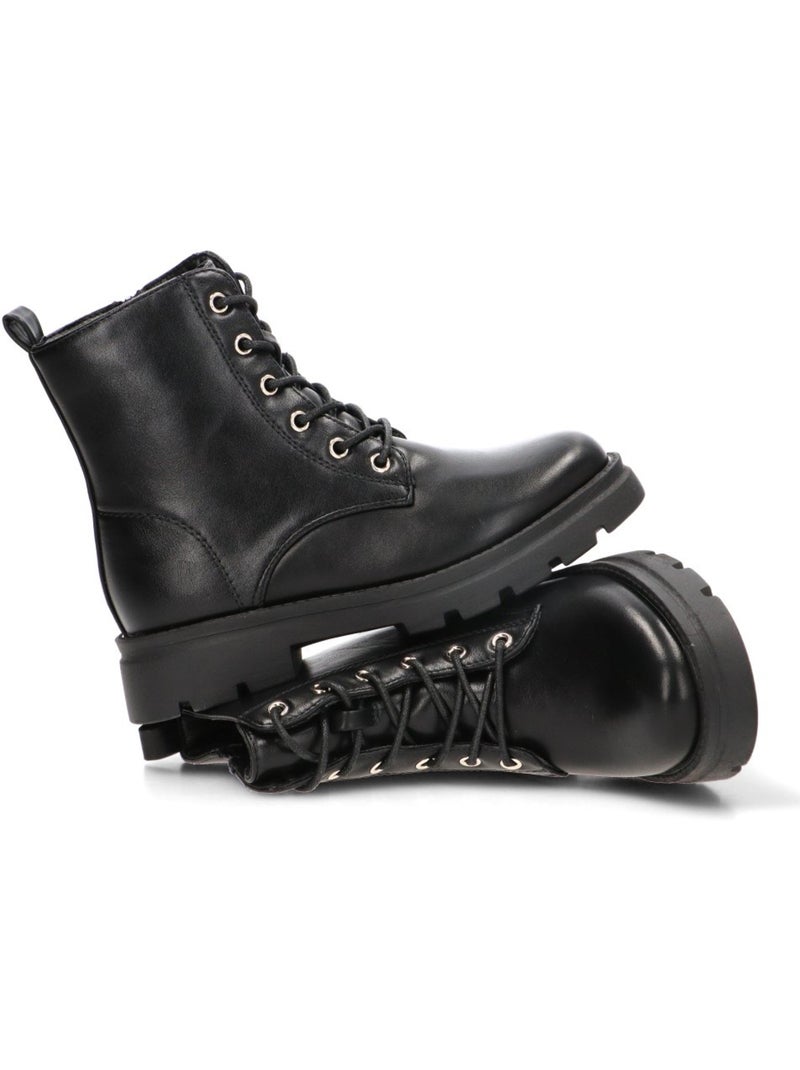 Botin militar niña suela plana - etika Negro - Kiabi