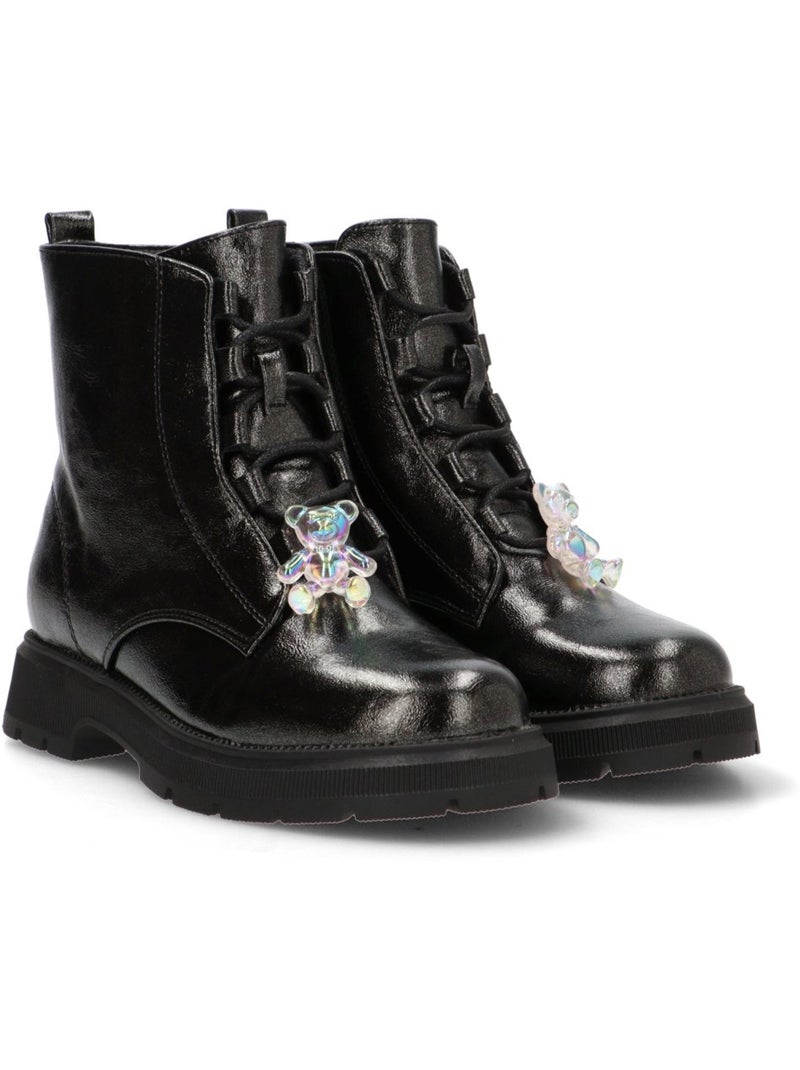 Botin Militar Niña Suela Plana - Etika Negro - Kiabi