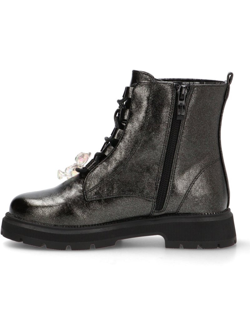 Botin Militar Niña Suela Plana - Etika Negro - Kiabi