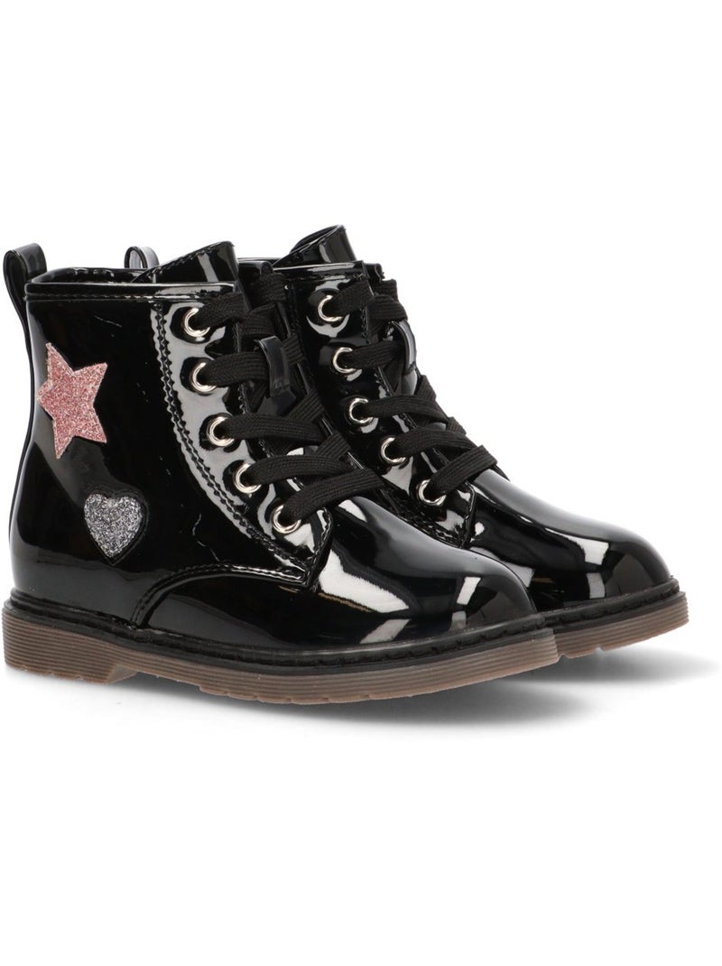 Botin Militar Niña Suela Plana - Etika Negro - Kiabi