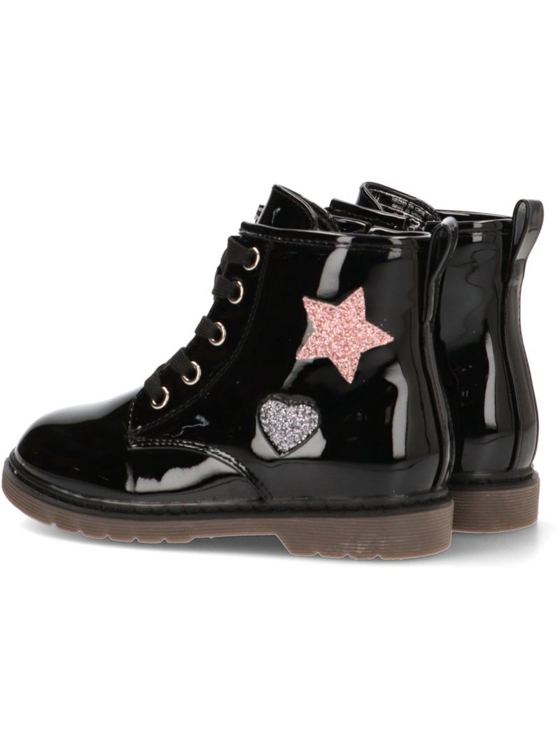 Botin Militar Niña Suela Plana - Etika Negro - Kiabi