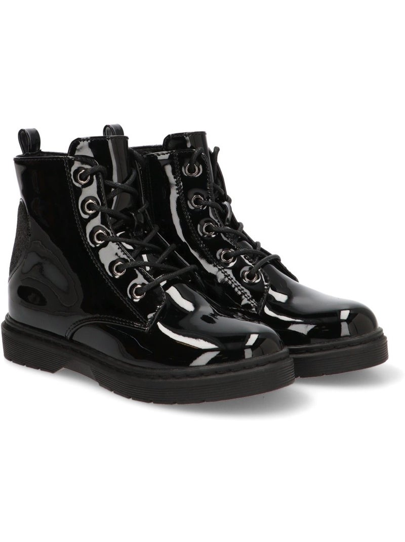 Botin militar niña suela plana - etika Negro - Kiabi