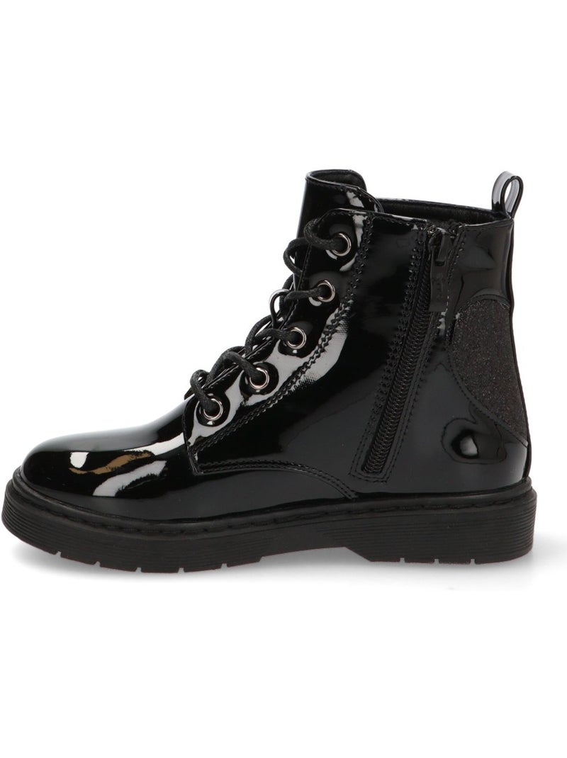 Botin militar niña suela plana - etika Negro - Kiabi