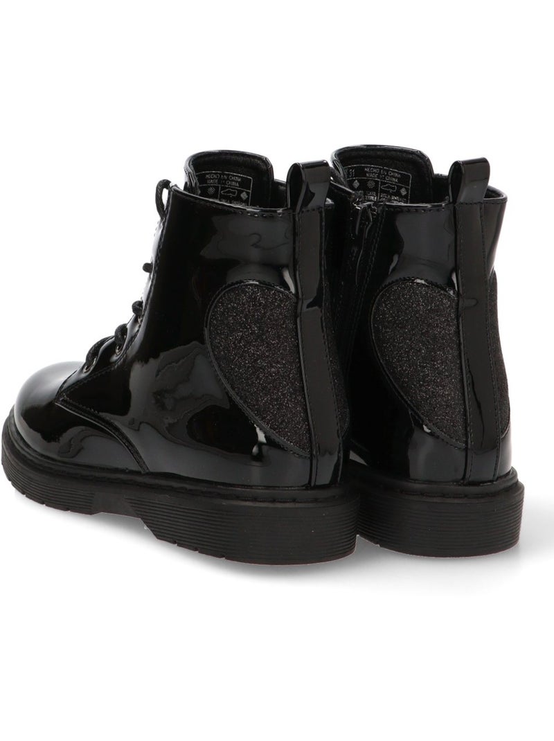 Botin militar niña suela plana - etika Negro - Kiabi