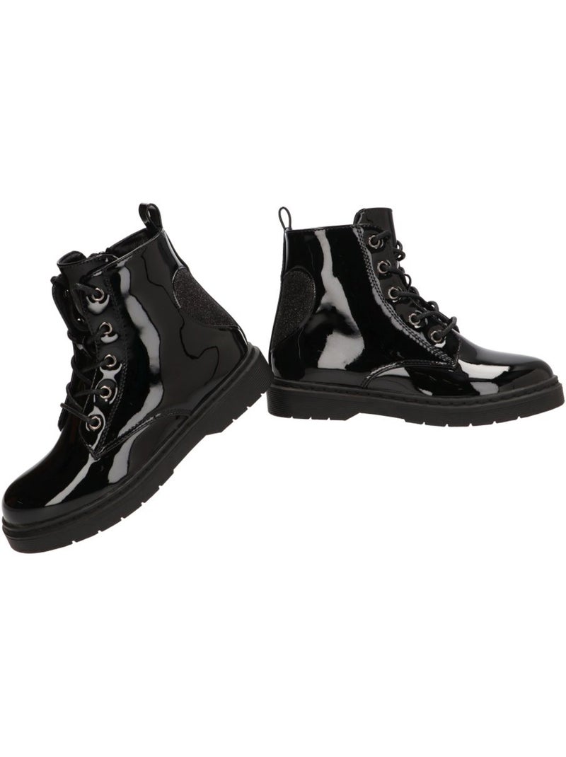 Botin militar niña suela plana - etika Negro - Kiabi