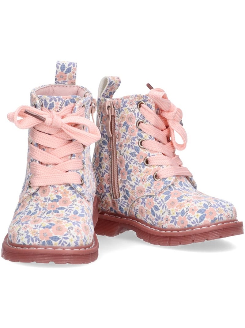 Botin Militar Niña Suela Plana - Luna Collection Rosa - Kiabi