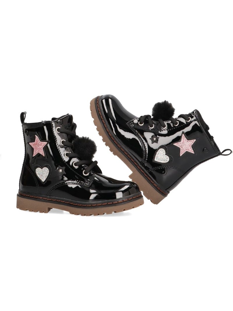 Botin Militar Niña Suela Plana - Modelo 151092 Negro - Kiabi