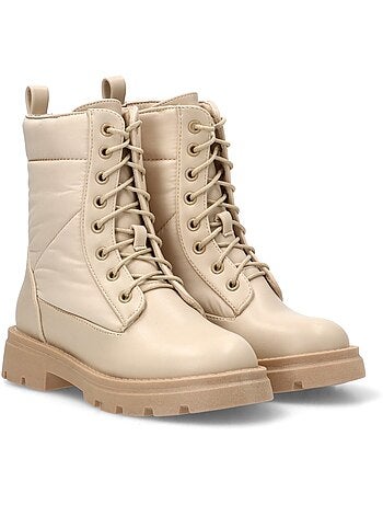 Botin Militar Niña Suela Plana - Pistacho