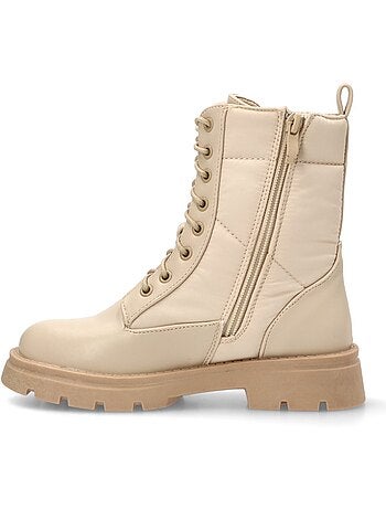 Botin Militar Niña Suela Plana - Pistacho