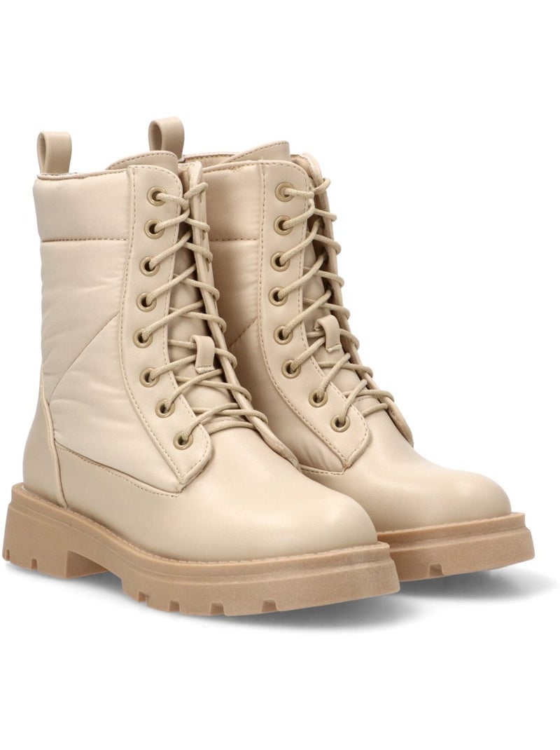 Botin Militar Niña Suela Plana - Pistacho Gris perla - Kiabi