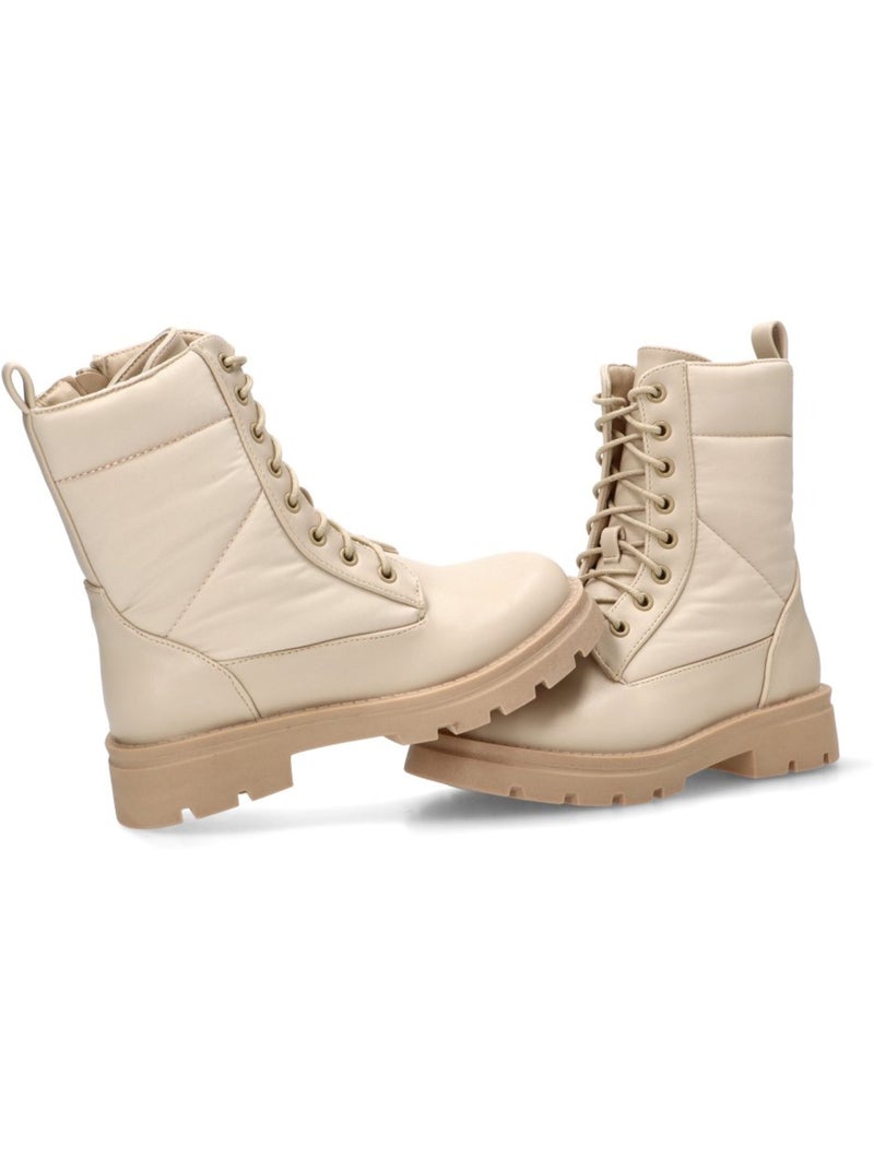 Botin Militar Niña Suela Plana - Pistacho Gris perla - Kiabi