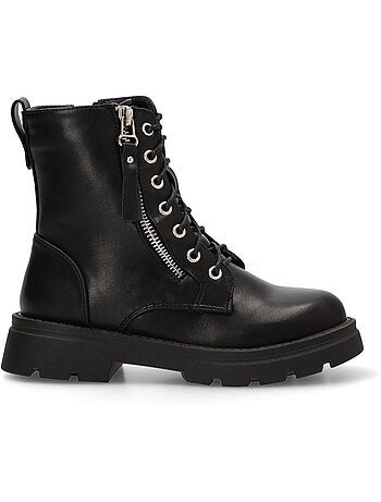 Botin Militar Niña Suela Plana - Pistacho