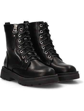 Botin Militar Niña Suela Plana - Pistacho