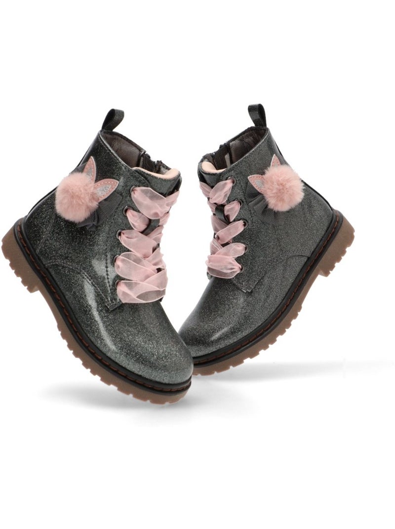 Botin Militar Niña Suela Plana - Xti Kids Gris - Kiabi
