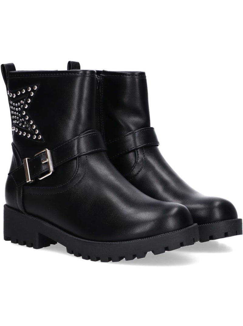 Botin Militar Niña Tacón Medio - Etika Negro - Kiabi