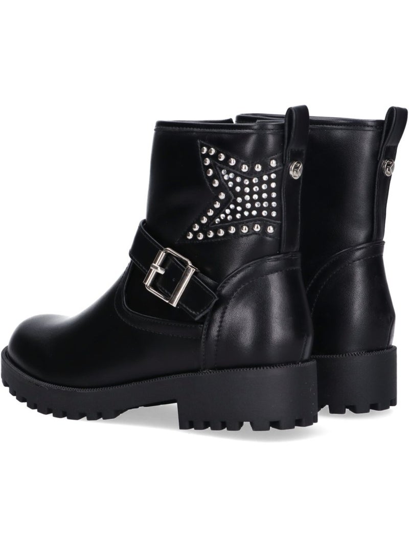 Botin Militar Niña Tacón Medio - Etika Negro - Kiabi