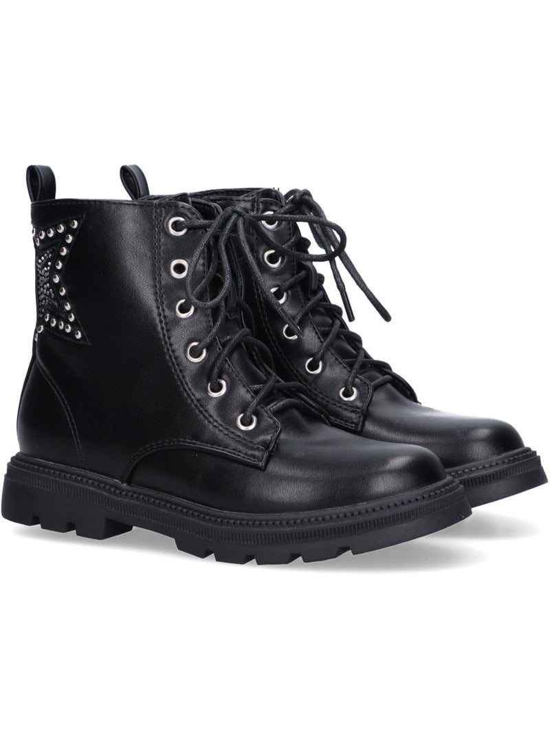 Botin Militar Niña Tacón Medio - Etika Negro - Kiabi