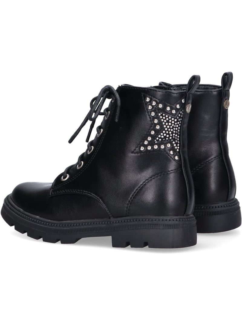 Botin Militar Niña Tacón Medio - Etika Negro - Kiabi