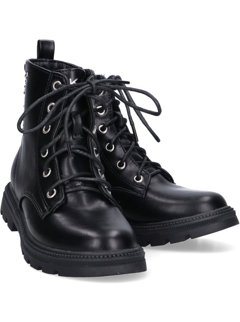 Botin Militar Niña Tacón Medio - Etika Negro - Kiabi