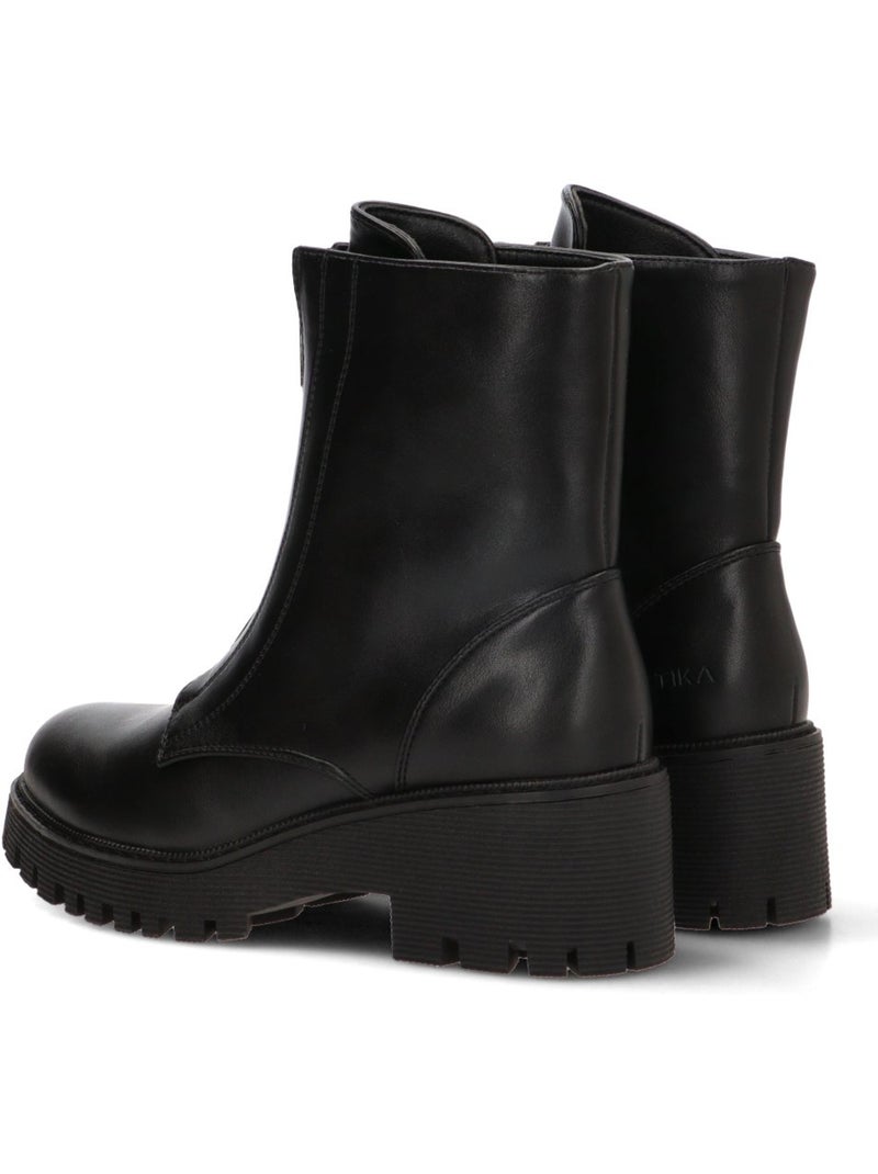 Botin motero chelsea mujer tacón medio - etika Negro - Kiabi