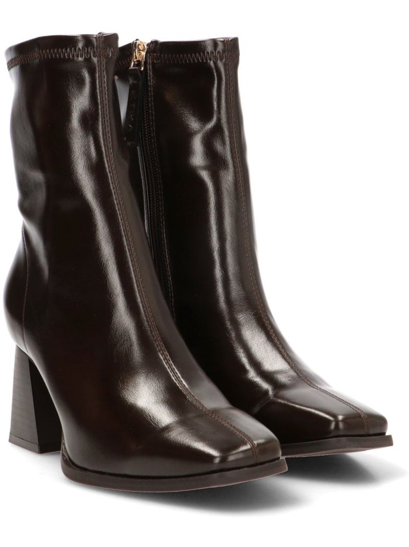 Botin weekend mujer tacón alto - etika Marrón capuchino - Kiabi
