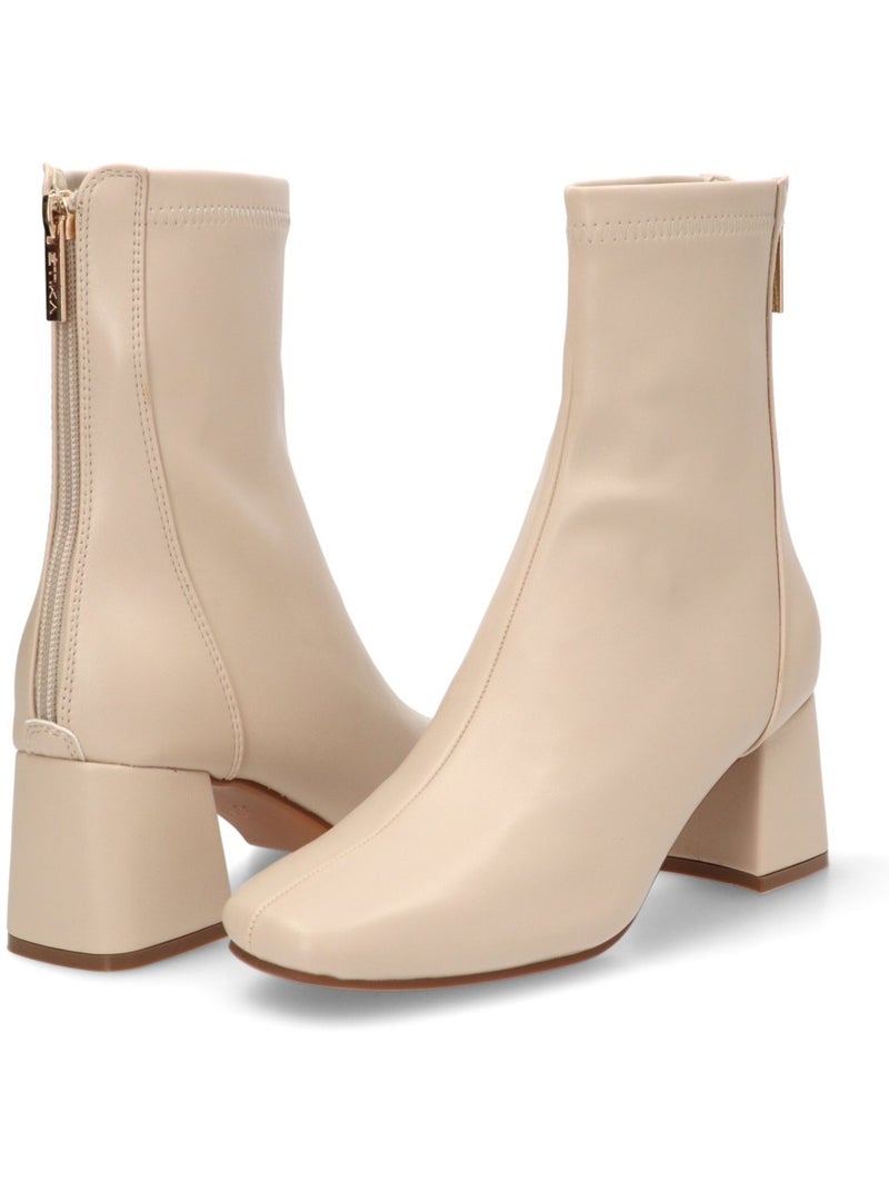 Botin Weekend Mujer Tacón Medio - Etika Beige - Kiabi