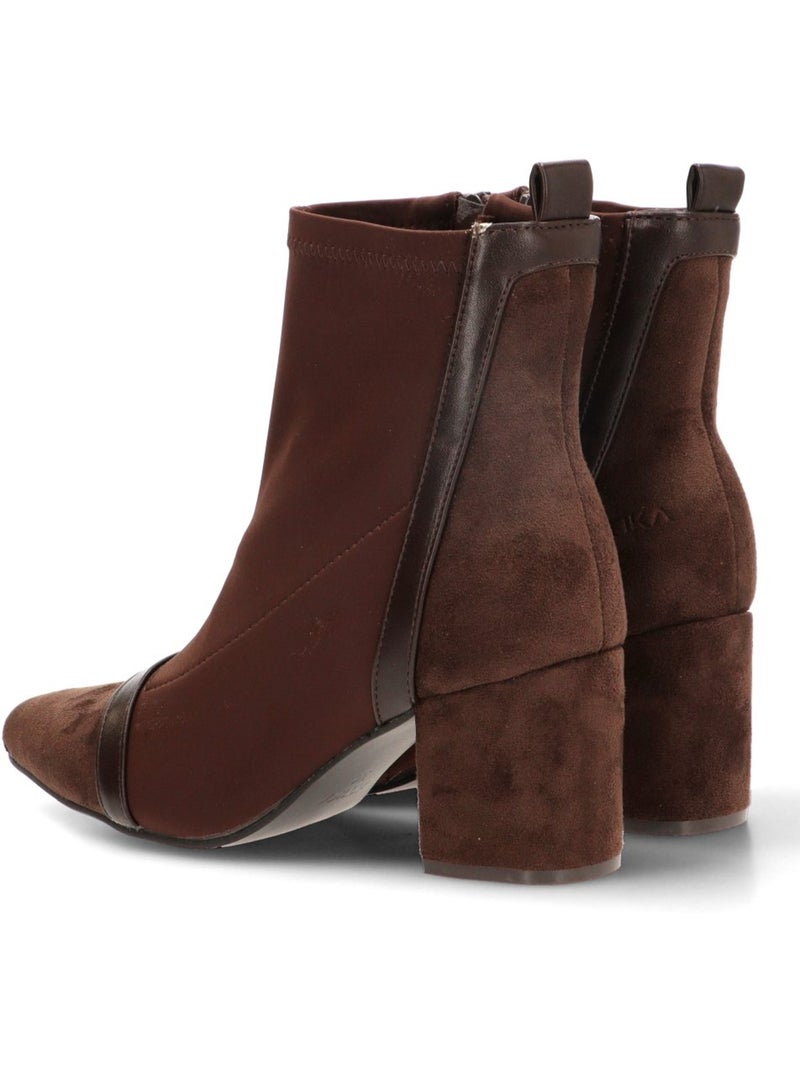 Botin weekend mujer tacón medio - etika Marrón capuchino - Kiabi