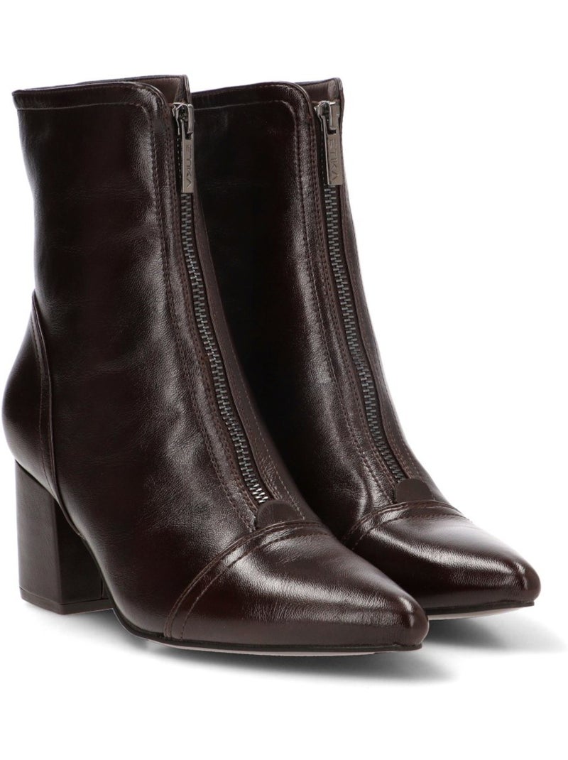 Botin weekend mujer tacón medio - etika Marrón capuchino - Kiabi