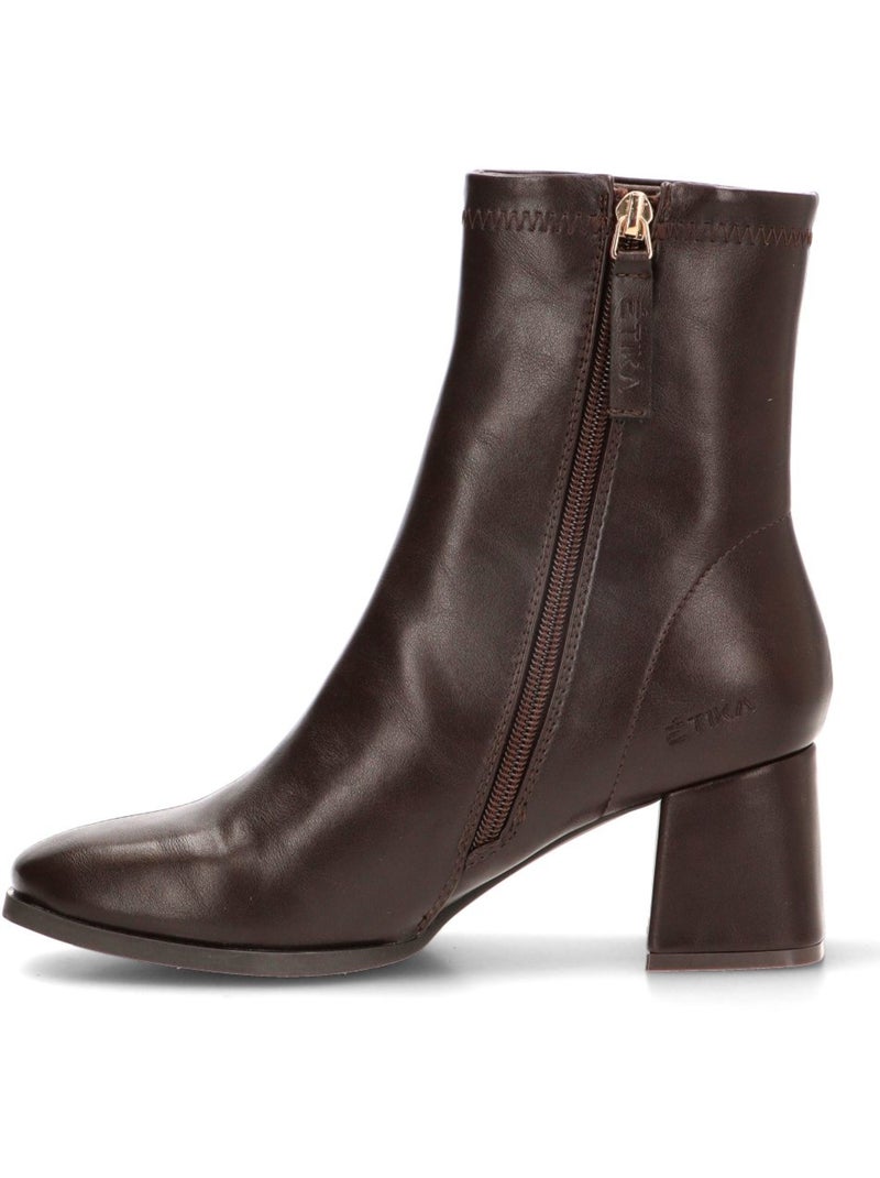 Botin weekend mujer tacón medio - etika Marrón capuchino - Kiabi